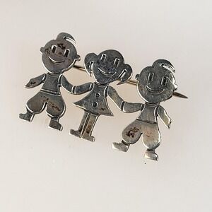 Taxco 925 Sterling Silver Children Brooch Pin Mexico Family Friends Jewelry